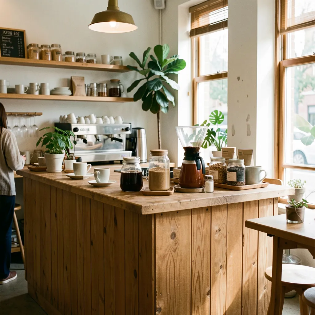 Natural style coffee station materials